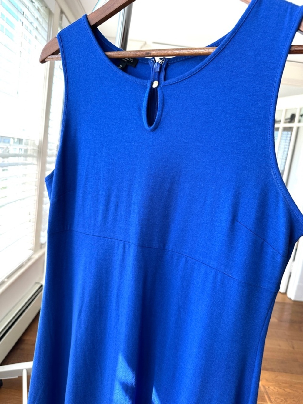 Talbotd Cobalt Blue Sleeveless Dress, Empire Waisted, Stretch, Petite